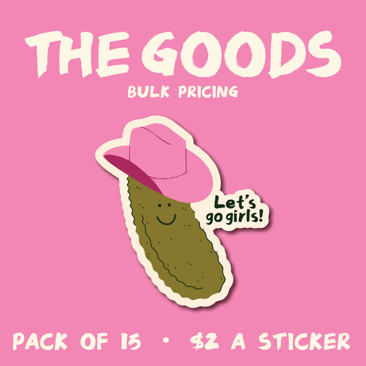 WHOLESALE Pink Cowboy Hat Pickle Sticker